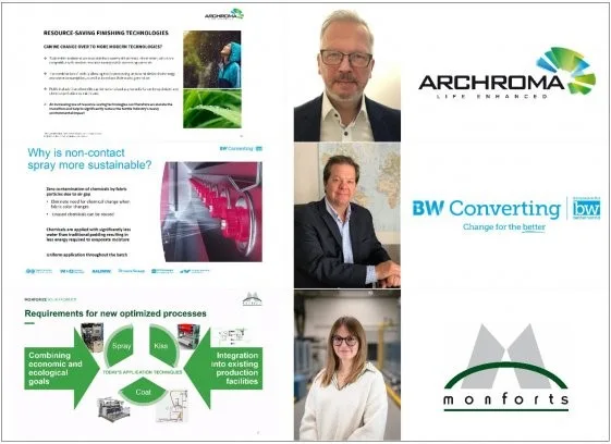 Monforts, in partnership with Archroma and BW Converting, is advancing resource-efficient textile processing with new developments in sustainable fabric finishing and dyeing technologies