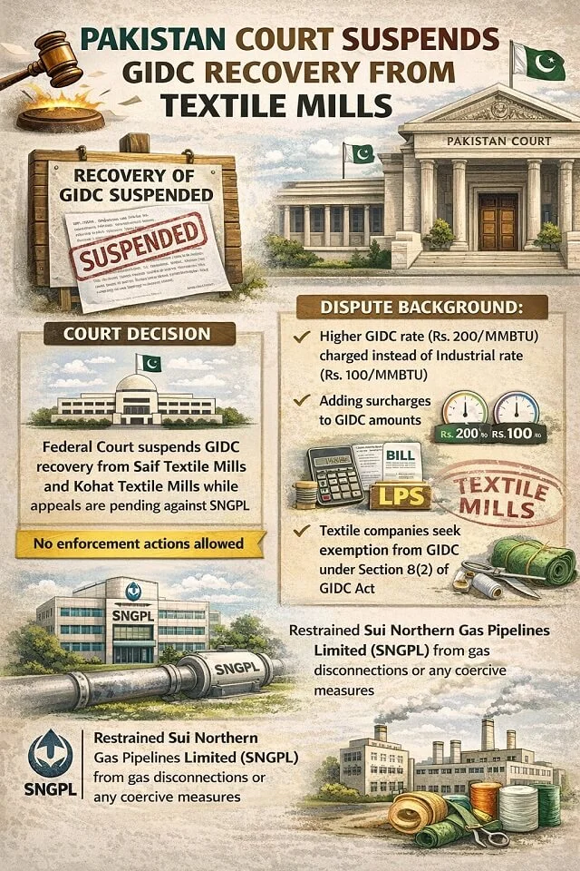 Pakistan Court Suspends GIDC Recovery from Textile Mills