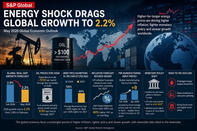 S&P Global: Energy Shock Drags Global Growth to 2.2%