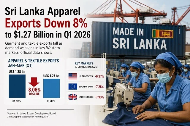 Sri Lanka Apparel Exports Slide in Q1 Amid Weak Western Demand